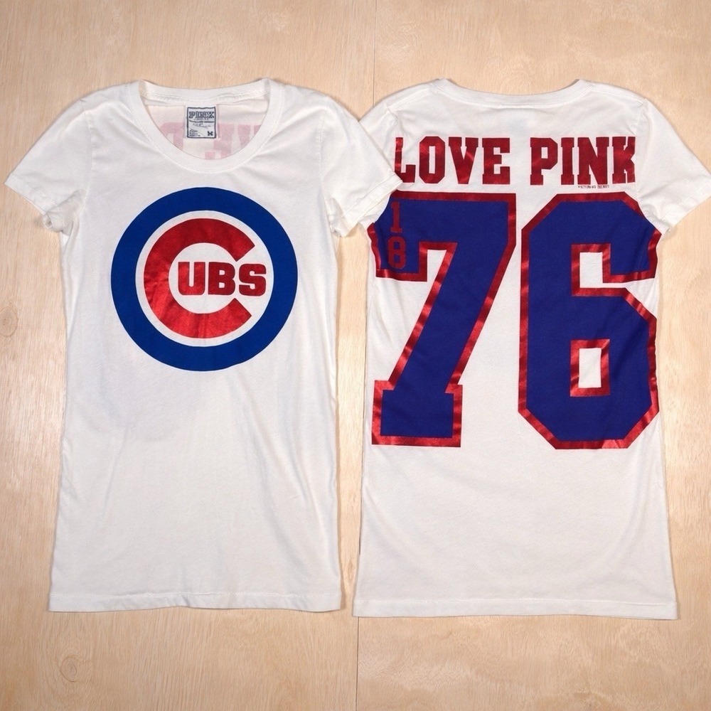 Chicago Cubs Victorias Secret Love Pink Shirt Medium MLB Y2K Sporty Fan Girl